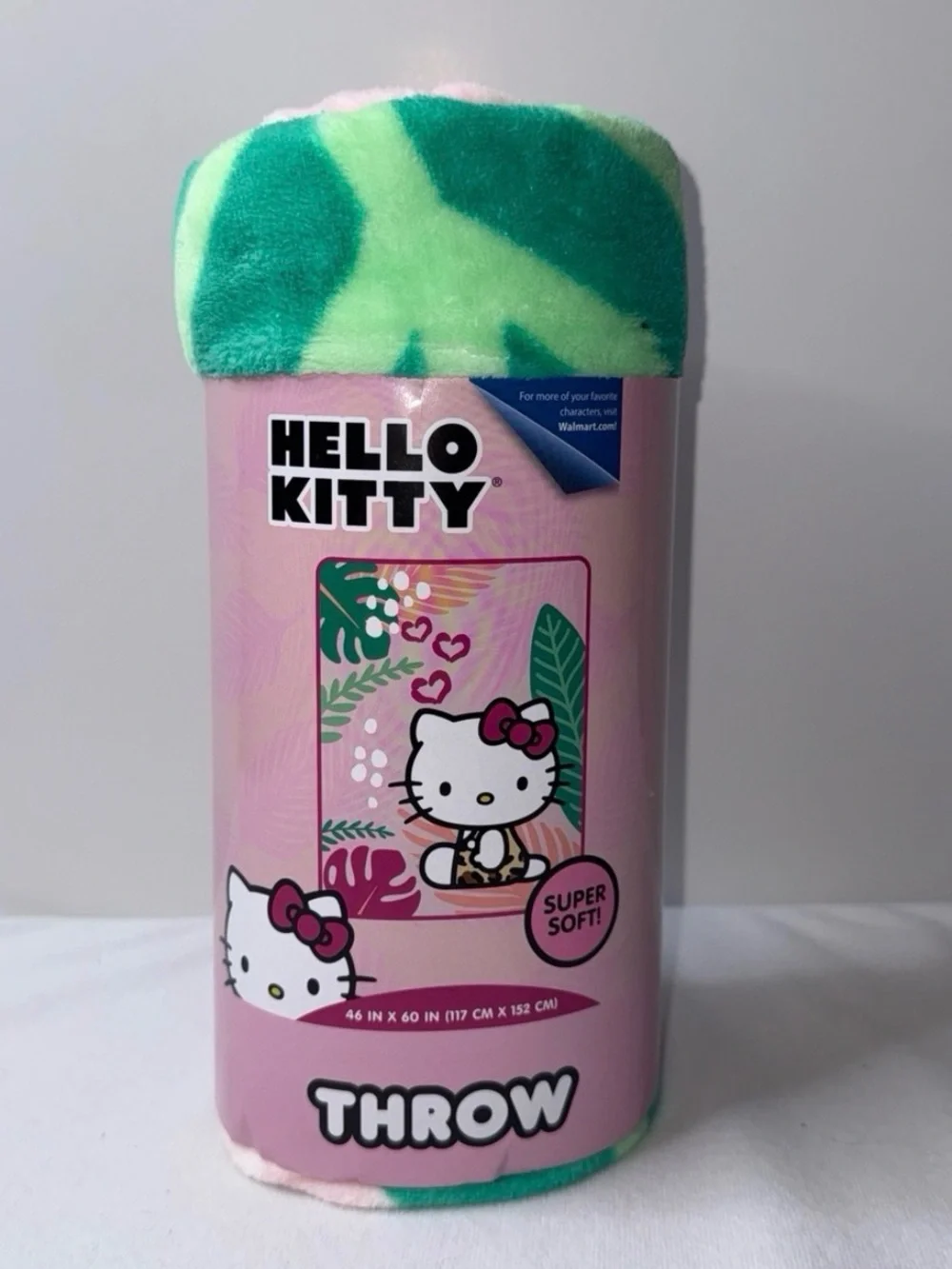 Hello Kitty Green and Light Green Plush Throw Blanket
